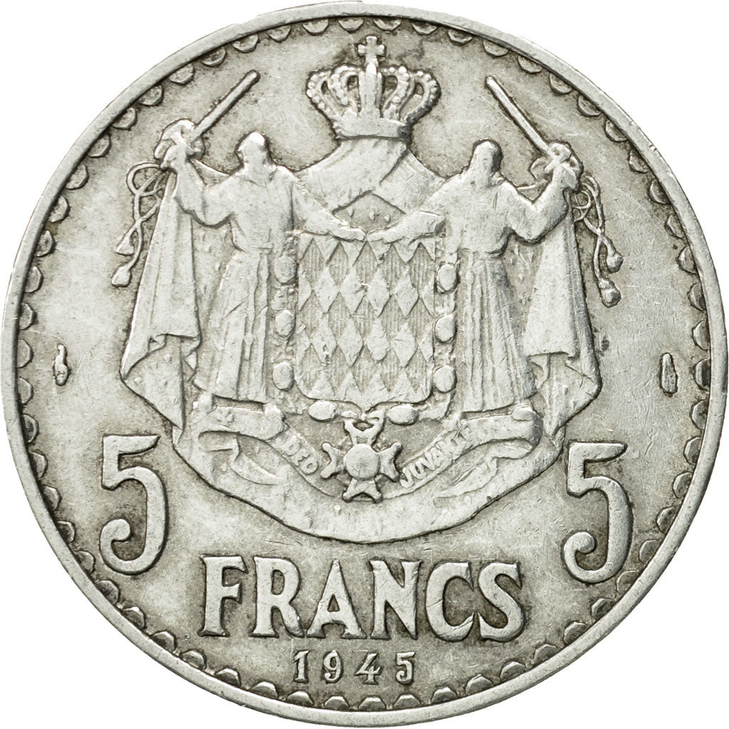 Moneta, Monaco, Louis II, 5 Francs, 1945, SPL-, Alluminio, KM:122