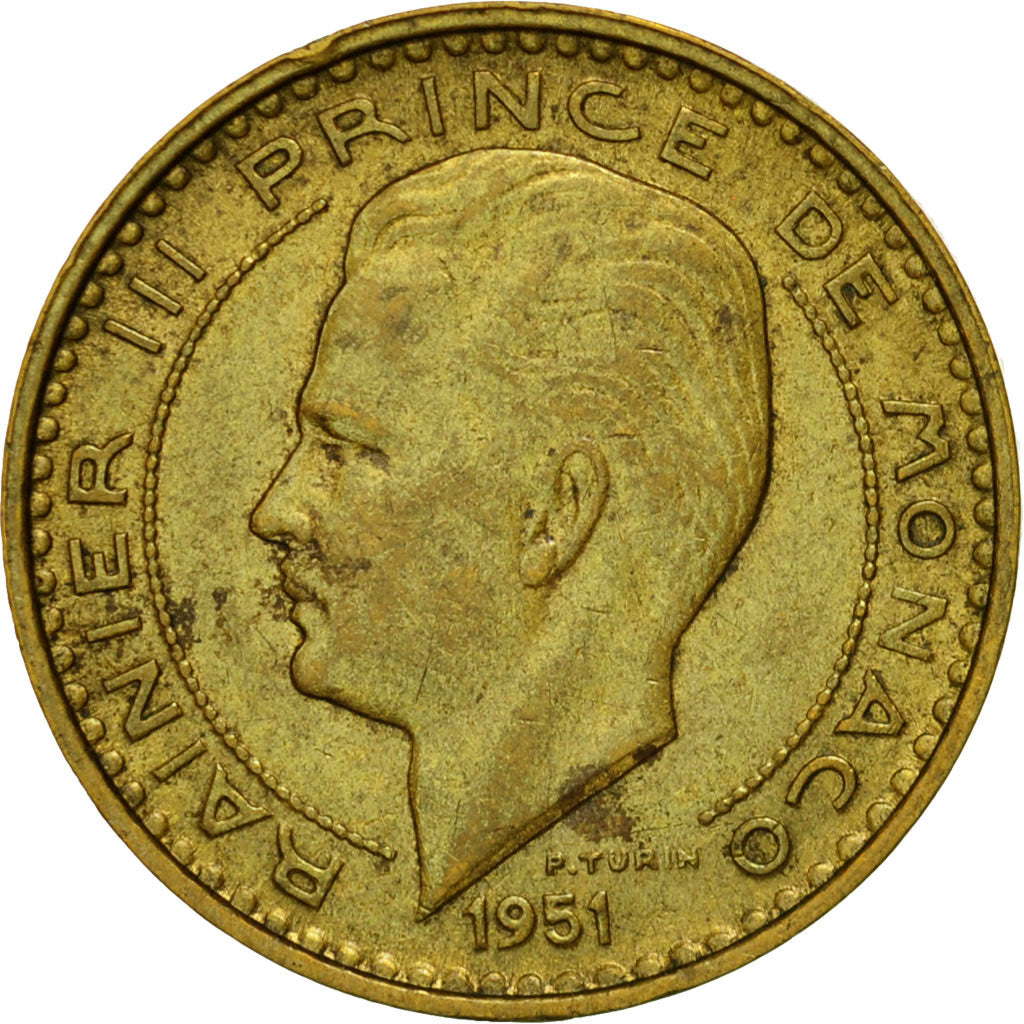 Münze, Monaco, Rainier III, 10 Francs, 1951, SS, Aluminum-Bronze, KM:130