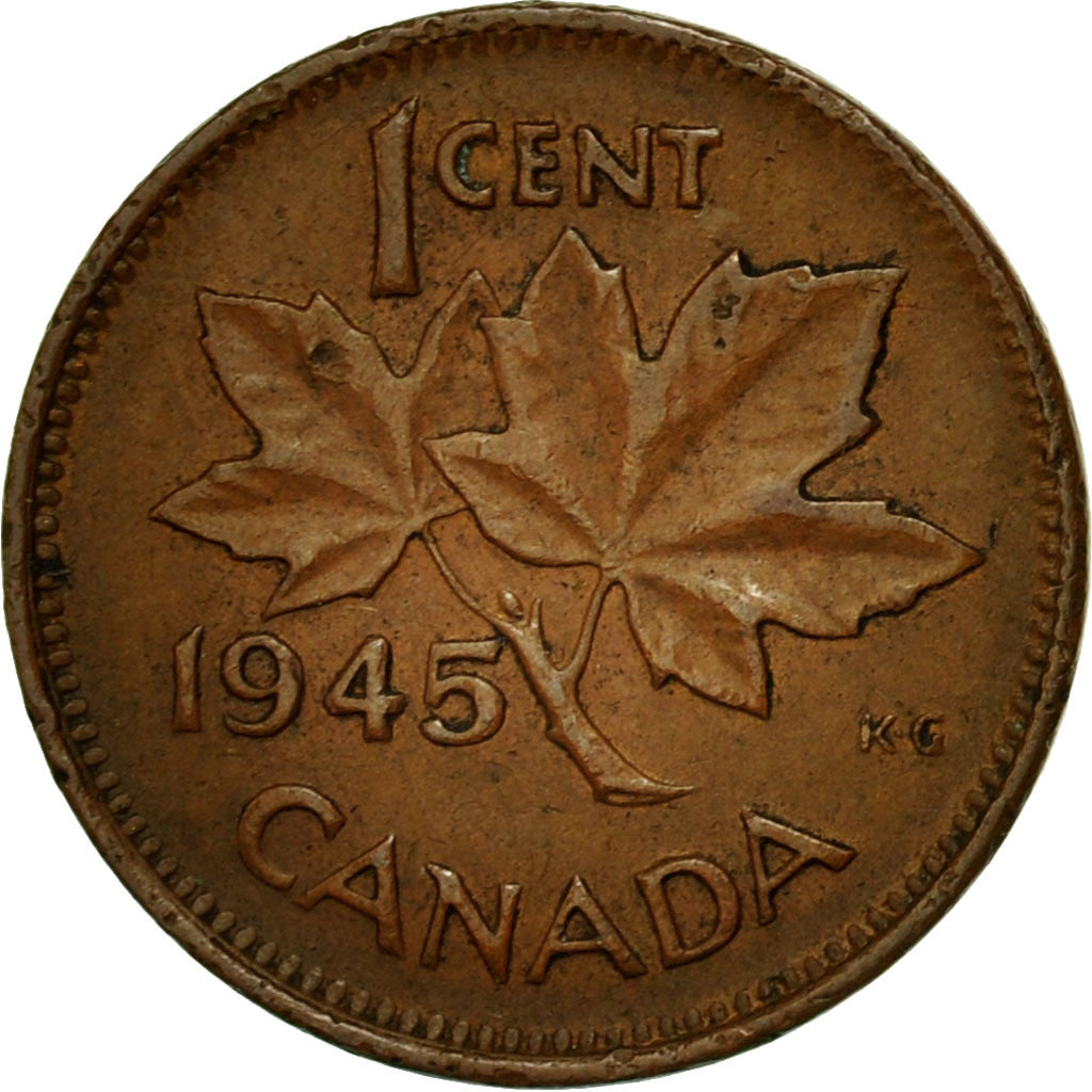 Moneta, Canada, George VI, Cent, 1945, Royal Canadian Mint, Ottawa, BB, Bronzo