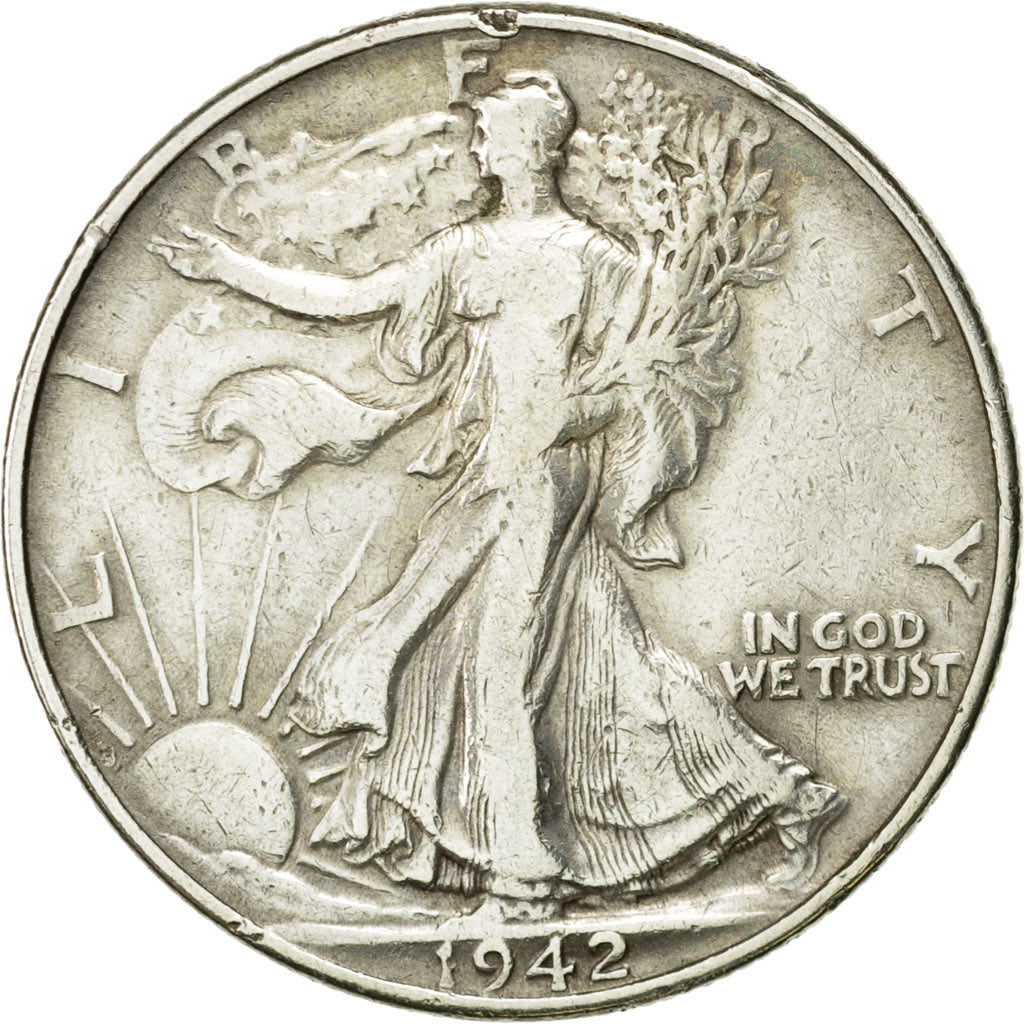 Coin, United States, Walking Liberty Half Dollar, Half Dollar, 1942, U.S. Mint