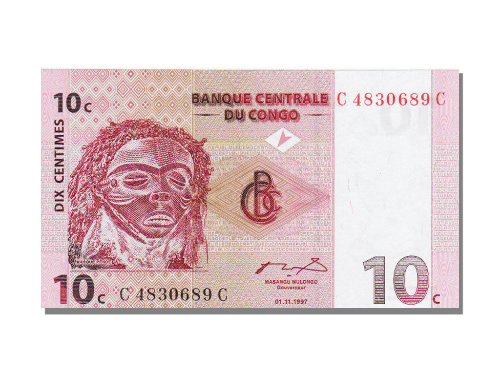Congo Democratic Republic, 10 Centimes, 1997, KM #82a, 1997-11-01, UNC(65-70),..
