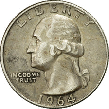 Monnaie, États-Unis, Washington Quarter, Quarter, 1964, U.S. Mint, Denver, TTB