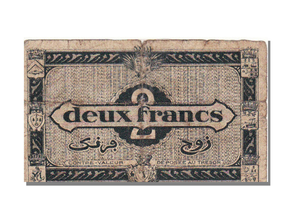 Algeria, 2 Francs, 1944, KM #102, VF(20-25), G1