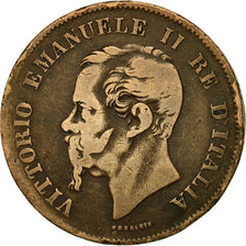 Coin, Italy, Vittorio Emanuele II, 5 Centesimi, 1861, Milan, EF(40-45), Copper