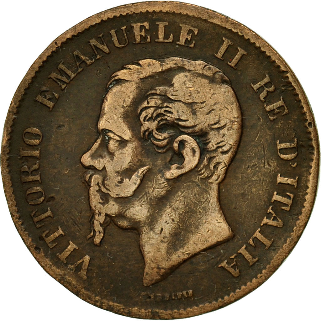 Coin, Italy, Vittorio Emanuele II, 5 Centesimi, 1862, Naples, EF(40-45), Copper