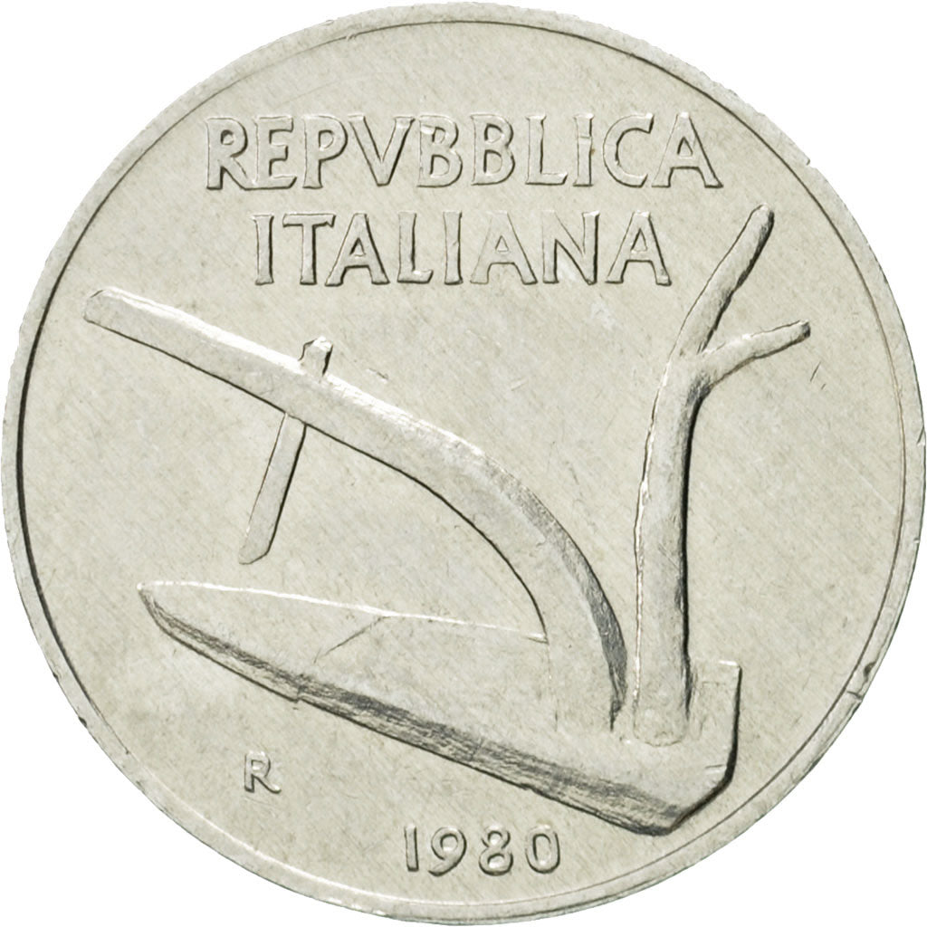 Monnaie, Italie, 10 Lire, 1980, Rome, TTB, Aluminium, KM:93