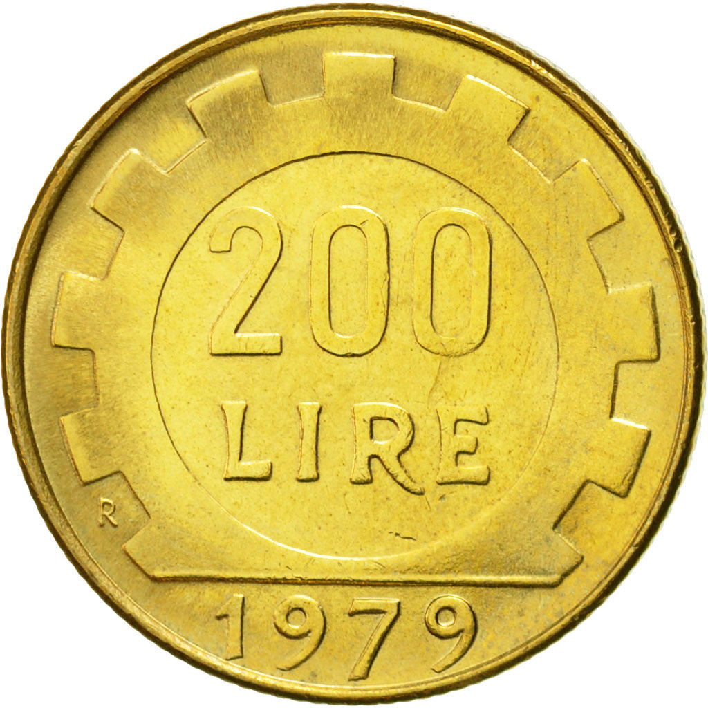 Coin, Italy, 200 Lire, 1979, Rome, AU(55-58), Aluminum-Bronze, KM:105