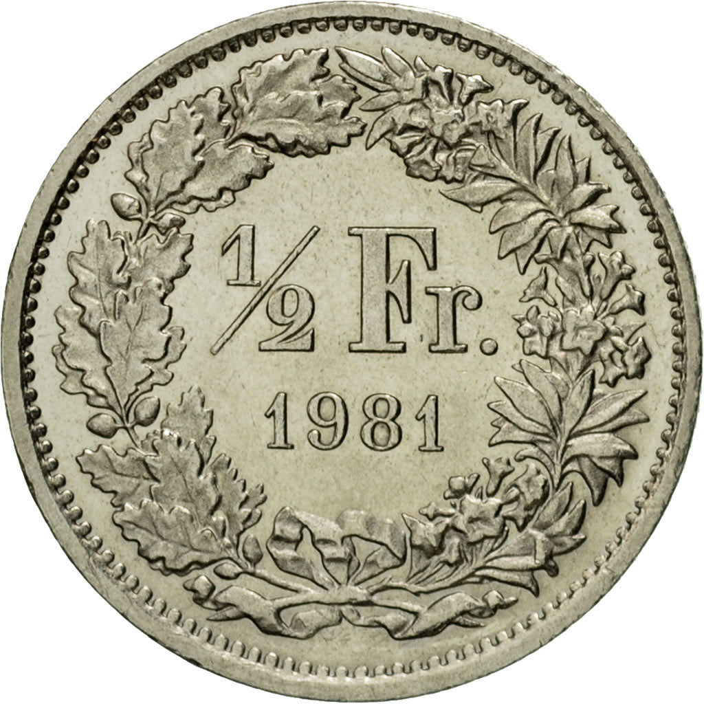 Moneta, Svizzera, 1/2 Franc, 1981, Bern, BB, Rame-nichel, KM:23a.1