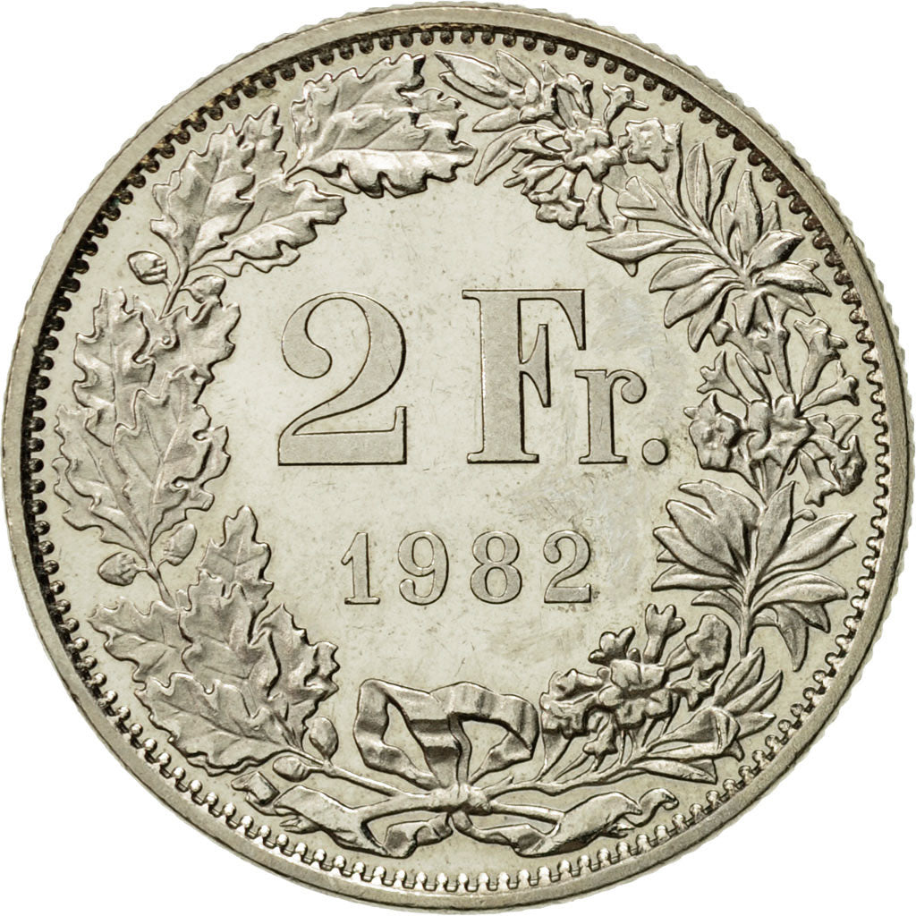 Coin, Switzerland, 2 Francs, 1982, AU(55-58), Copper-nickel, KM:21a.2