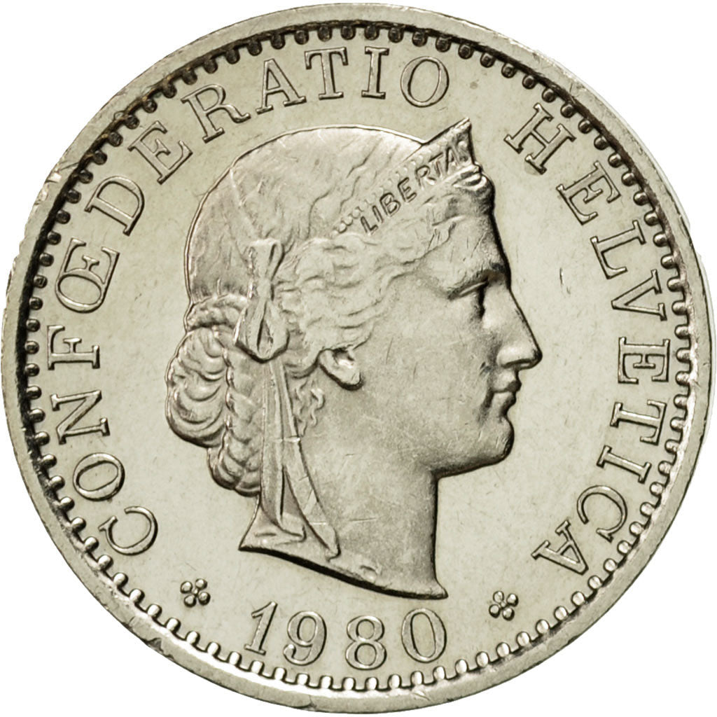 Moneda, Suiza, 20 Rappen, 1980, Bern, EBC, Cobre - níquel, KM:29a