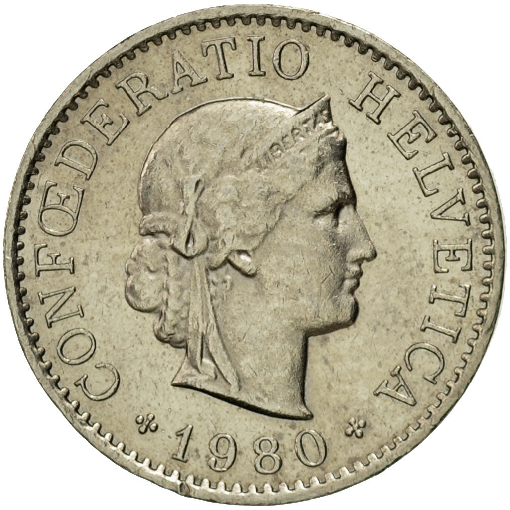 Coin, Switzerland, 5 Rappen, 1980, Bern, AU(55-58), Copper-nickel, KM:26
