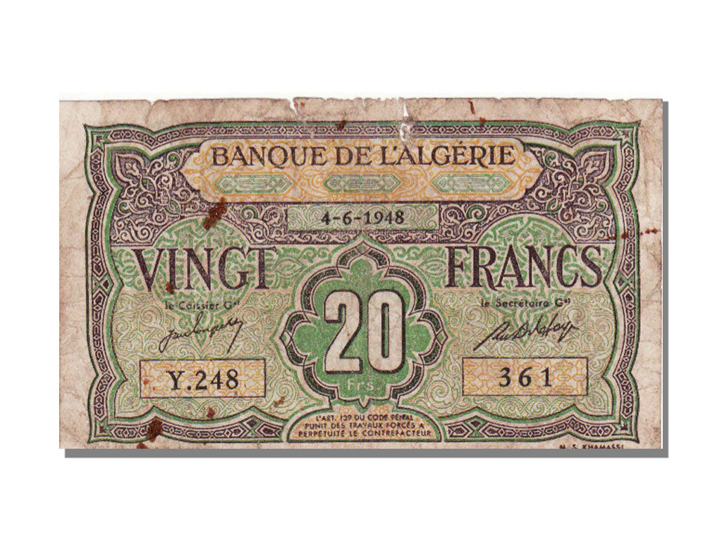 Algeria, 20 Francs, 1948, 1948-06-04, F(12-15)