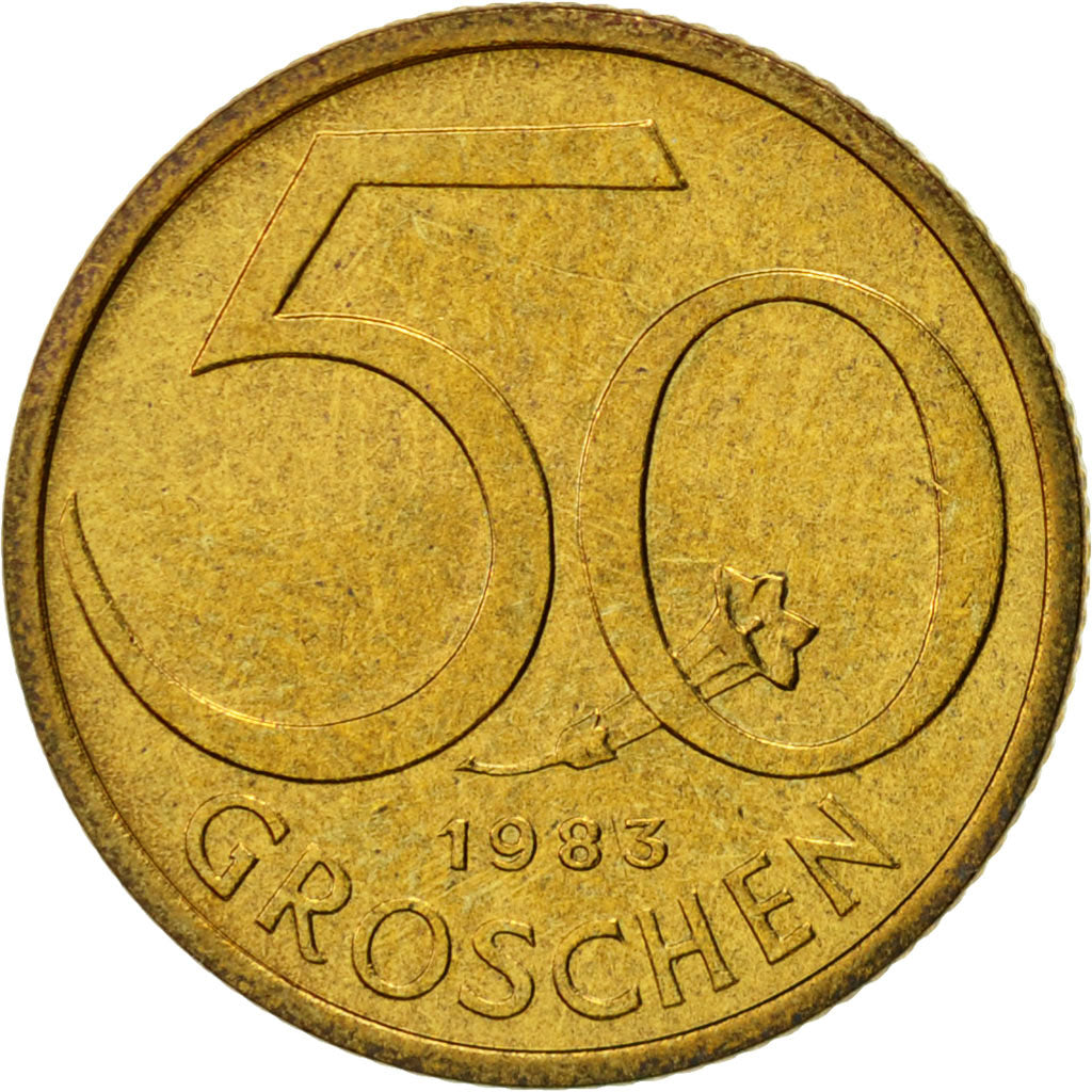 Coin, Austria, 50 Groschen, 1983, EF(40-45), Aluminum-Bronze, KM:2885