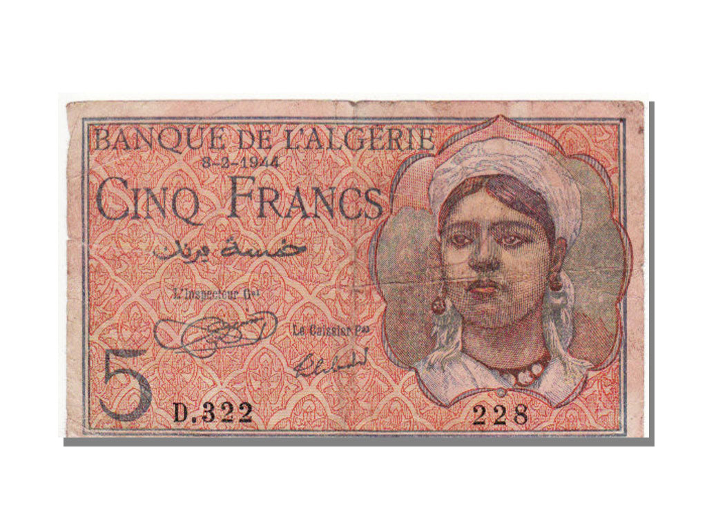 Algeria, 5 Francs, 1944, 1944-02-08, BB