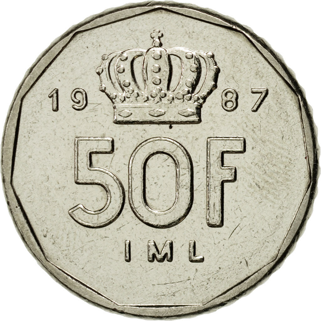 Coin, Luxembourg, Jean, 50 Francs, 1987, AU(55-58), Nickel, KM:62