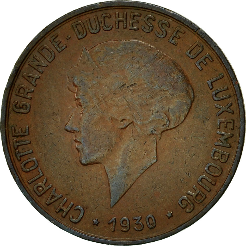 Coin, Luxembourg, Charlotte, 10 Centimes, 1930, EF(40-45), Bronze, KM:41