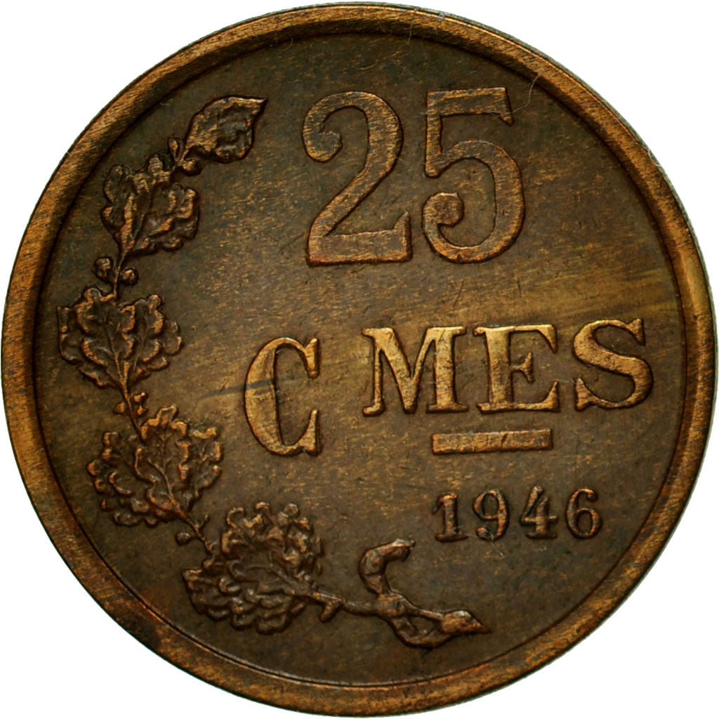 Coin, Luxembourg, Charlotte, 25 Centimes, 1946, VF(20-25), Bronze, KM:45