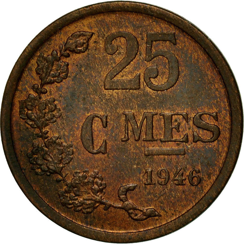 Coin, Luxembourg, Charlotte, 25 Centimes, 1946, VF(20-25), Bronze, KM:45
