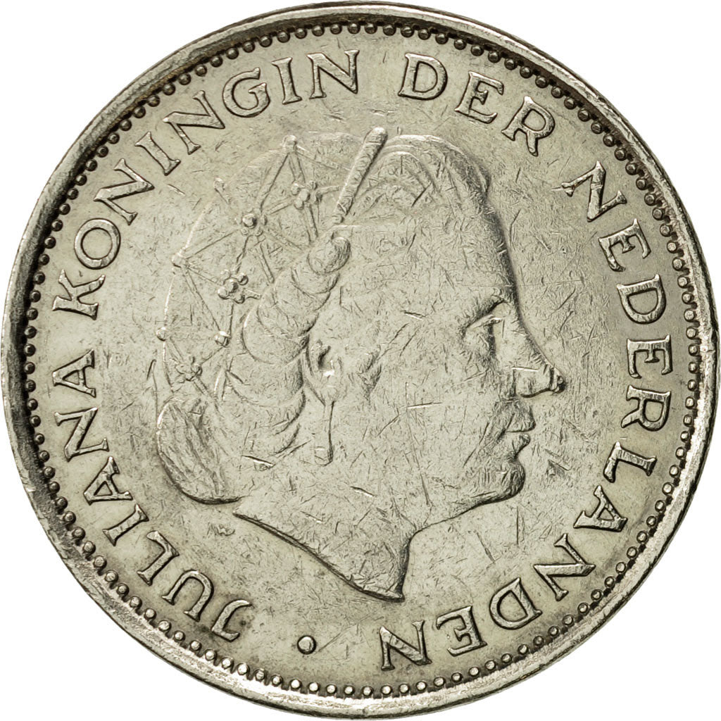 Coin, Netherlands, Juliana, 2-1/2 Gulden, 1969, EF(40-45), Nickel, KM:191