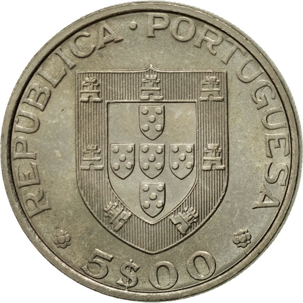Coin, Portugal, 5 Escudos, 1983, EF(40-45), Copper-nickel, KM:618