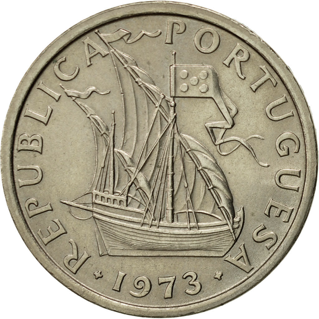 Moneta, Portugal, 10 Escudos, 1973, EF(40-45), Miedź-Nikiel niklowany, KM:600
