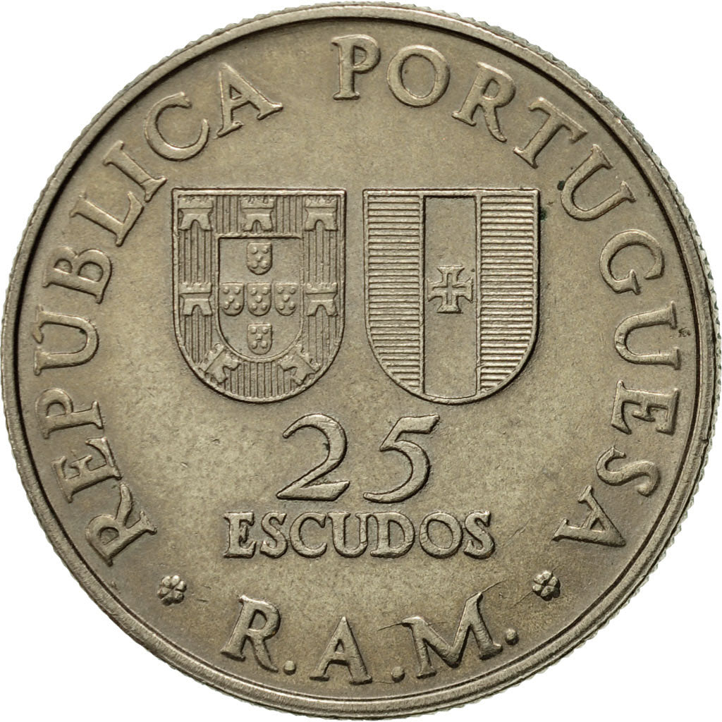 Coin, MADEIRA ISLANDS, 25 Escudos, 1981, EF(40-45), Copper-nickel, KM:4