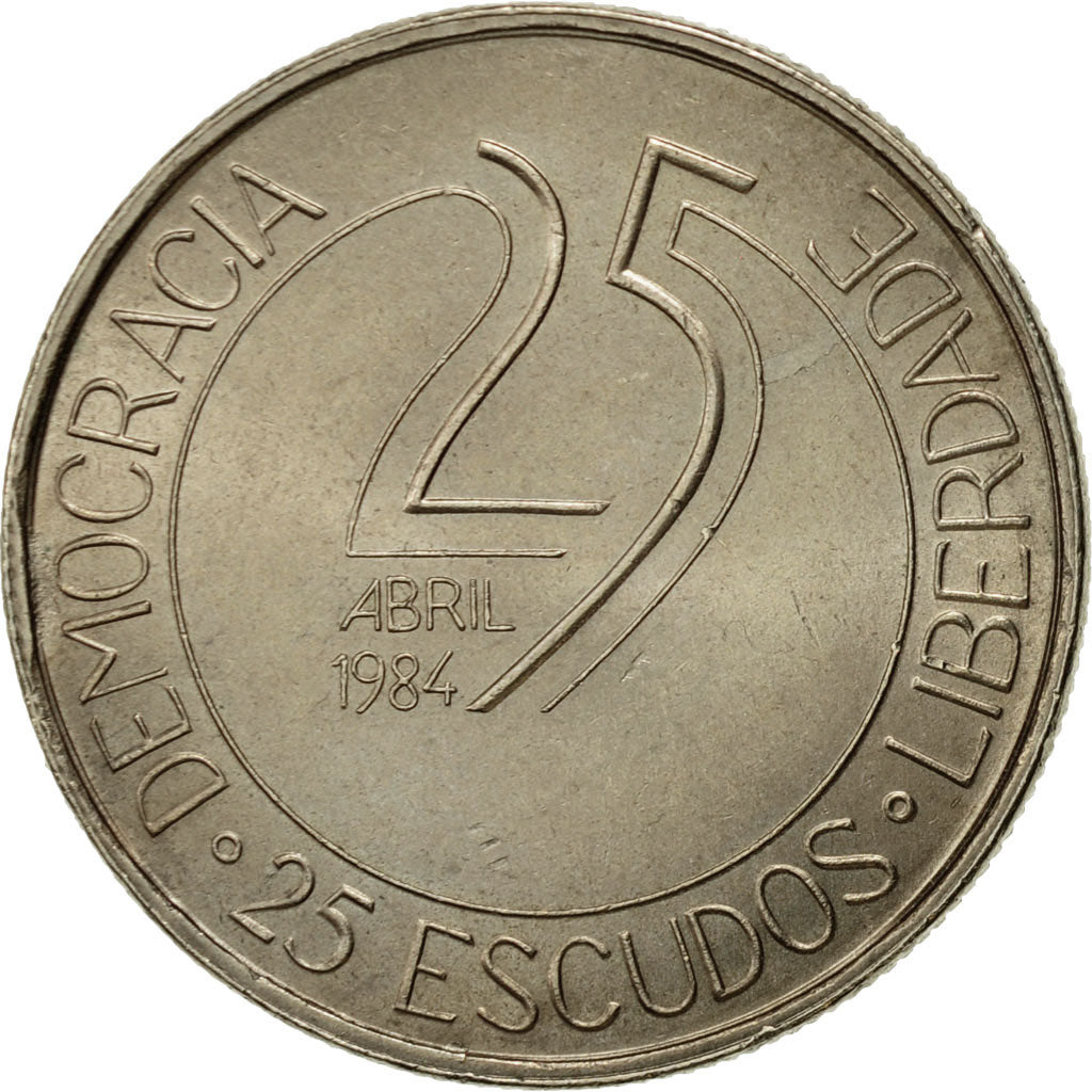 Münze, Portugal, 25 Escudos, 1984, SS, Copper-nickel, KM:623