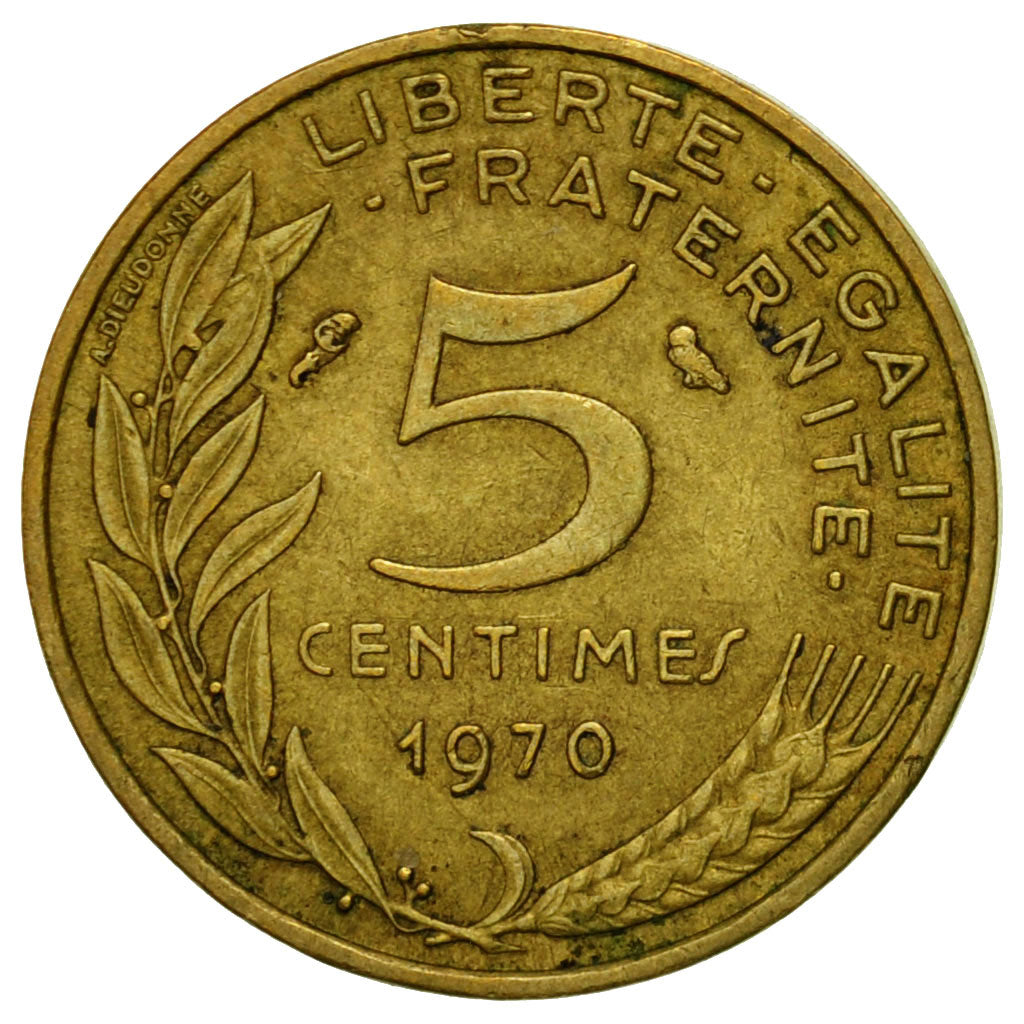 Moneda, Francia, Marianne, 5 Centimes, 1970, Paris, MBC, Aluminio - bronce