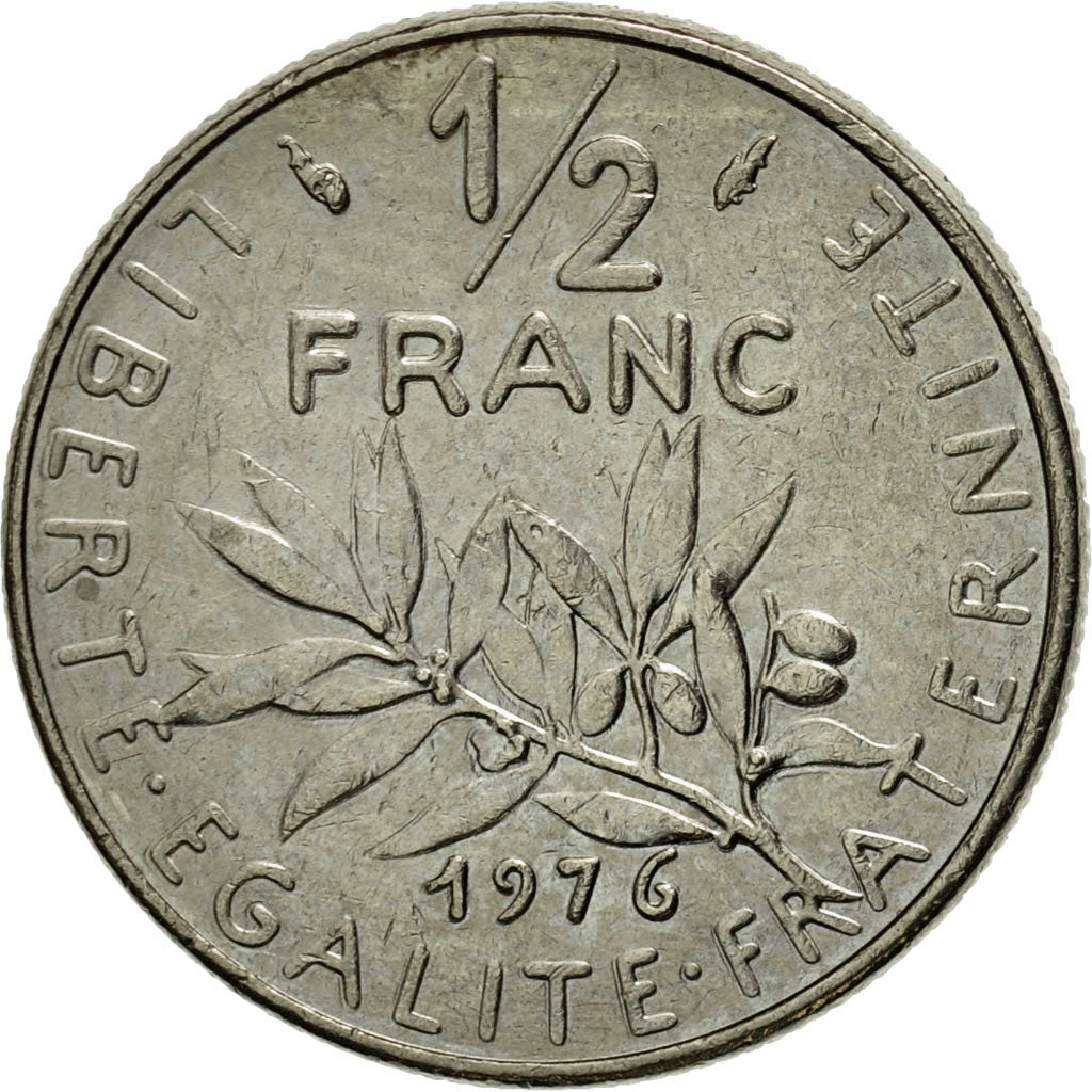 Moneda, Francia, Semeuse, 1/2 Franc, 1976, Paris, MBC, Níquel, KM:931.1