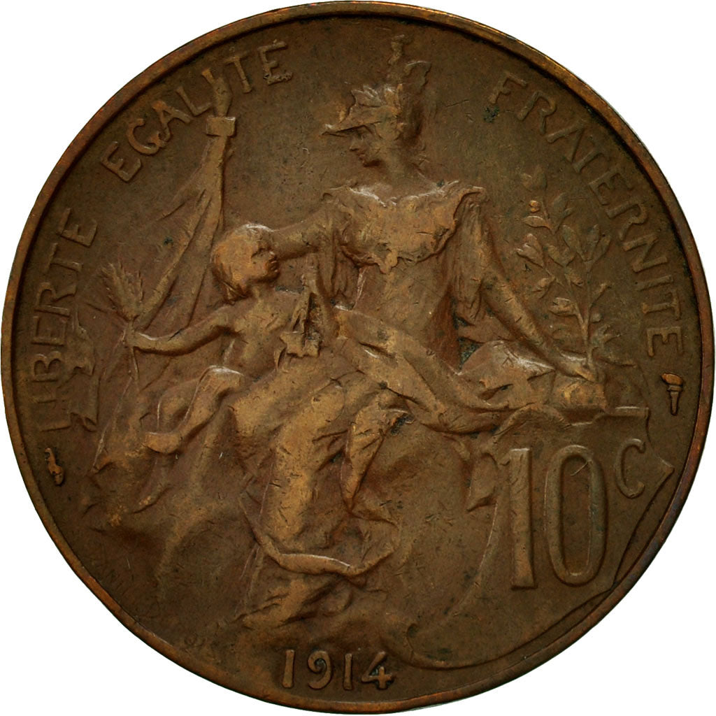 Münze, Frankreich, Dupuis, 10 Centimes, 1914, Paris, SS, Bronze, KM:843