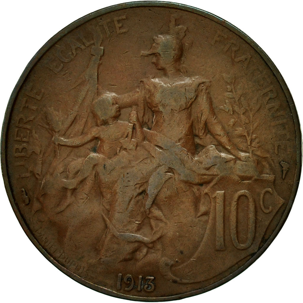Moneta, Francia, Dupuis, 10 Centimes, 1913, Paris, BB, Bronzo, KM:843