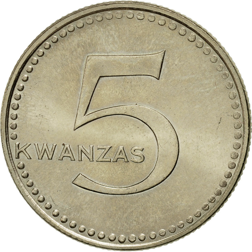 Moneda, Angola, 5 Kwanzas, 1975, MBC, Cobre - níquel, KM:85
