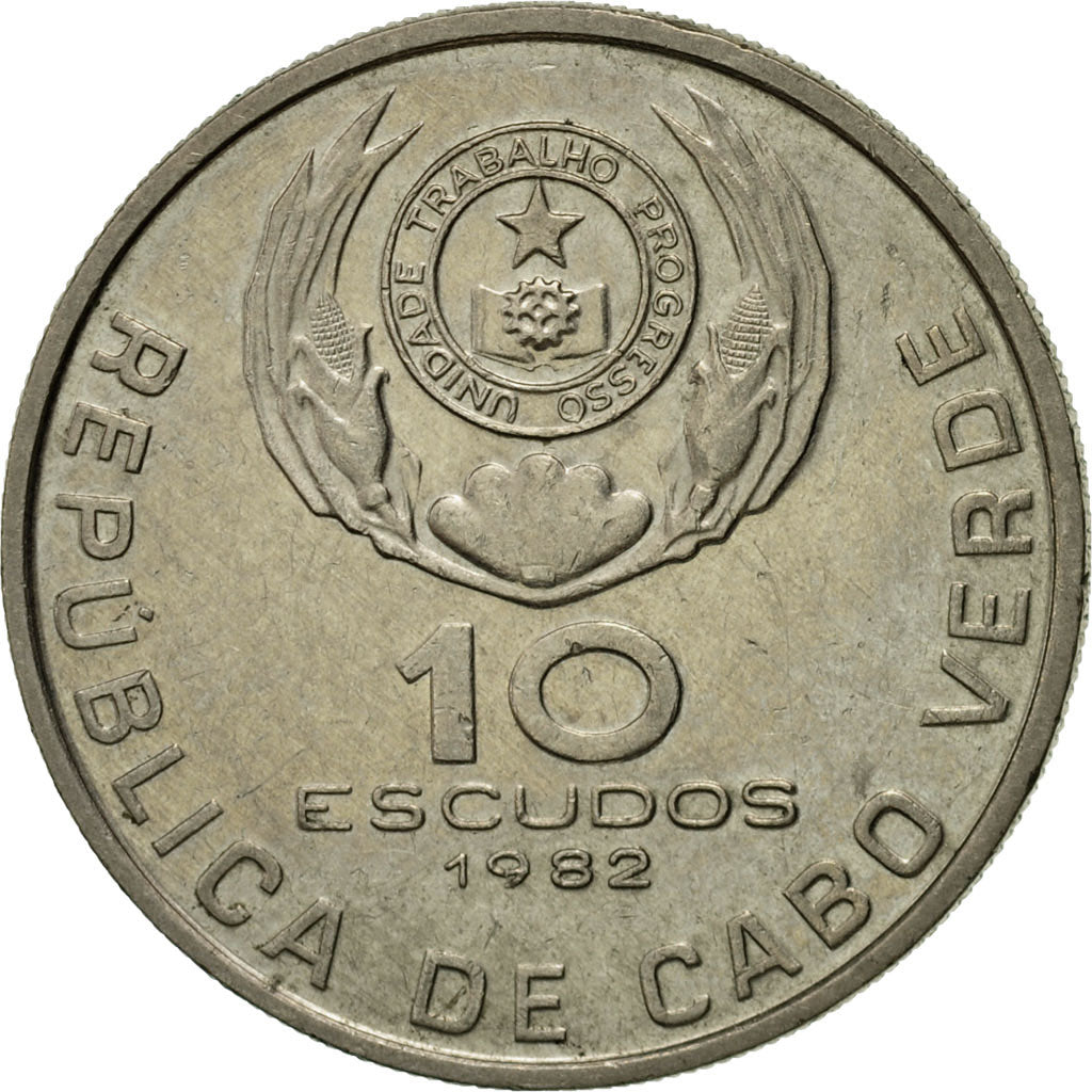 Coin, Cape Verde, 10 Escudos, 1982, EF(40-45), Copper-nickel, KM:19