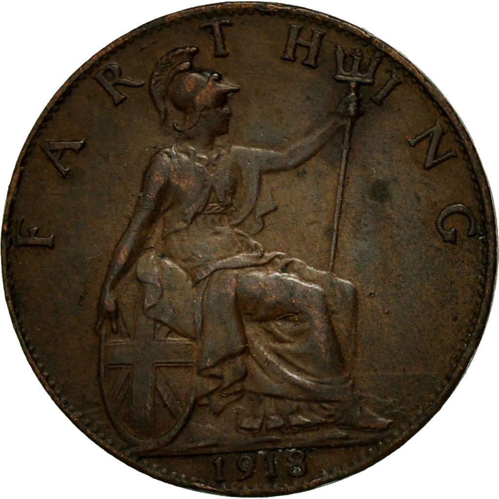 Monnaie, Grande-Bretagne, George V, Farthing, 1918, TTB, Bronze, KM:808.1