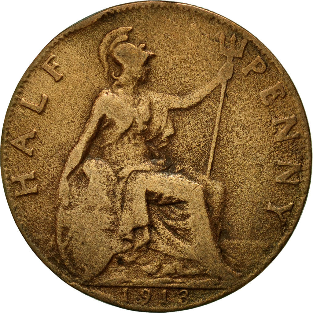 Coin, Great Britain, George V, 1/2 Penny, 1913, EF(40-45), Bronze, KM:809