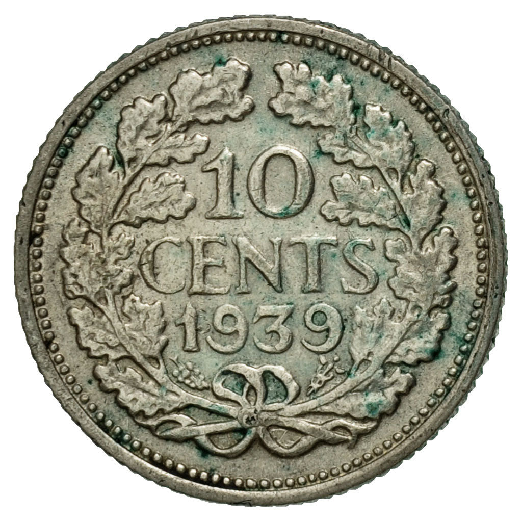 Monnaie, Pays-Bas, Wilhelmina I, 10 Cents, 1939, TB, Argent, KM:163