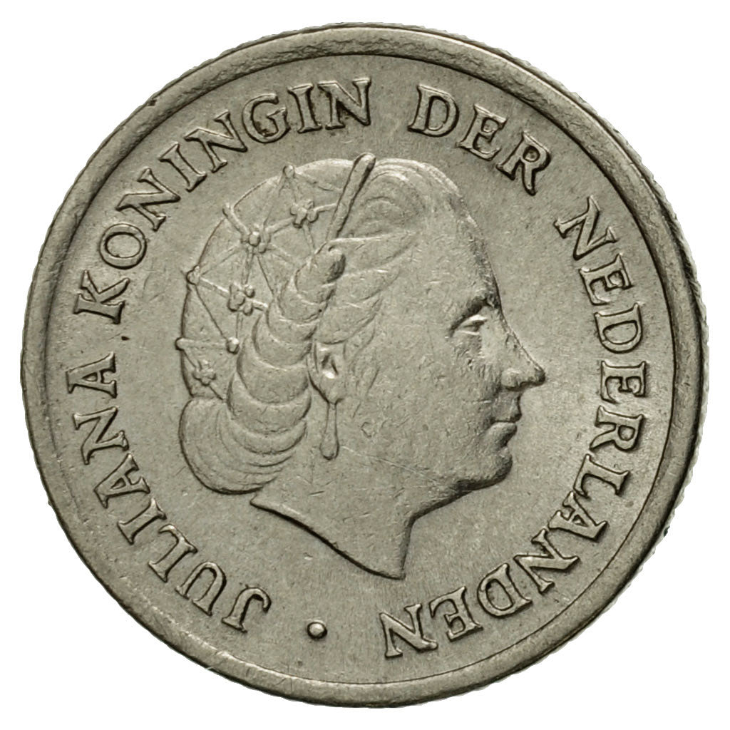 Coin, Netherlands, Juliana, 10 Cents, 1957, EF(40-45), Nickel, KM:182