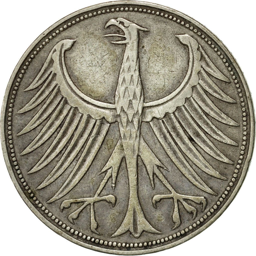 Coin, GERMANY - FEDERAL REPUBLIC, 5 Mark, 1951, Munich, EF(40-45), Silver