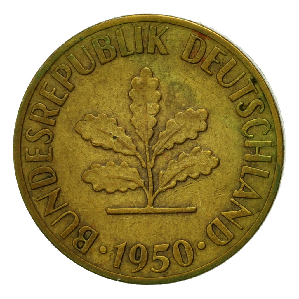 Monnaie, République fédérale allemande, 5 Pfennig, 1950, Stuttgart, TB, Brass
