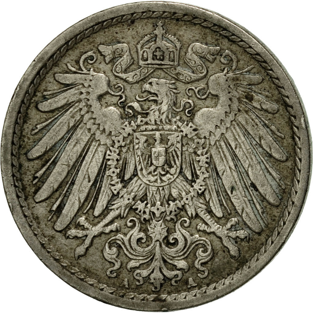Coin, GERMANY - EMPIRE, Wilhelm II, 5 Pfennig, 1911, Berlin, VF(20-25)