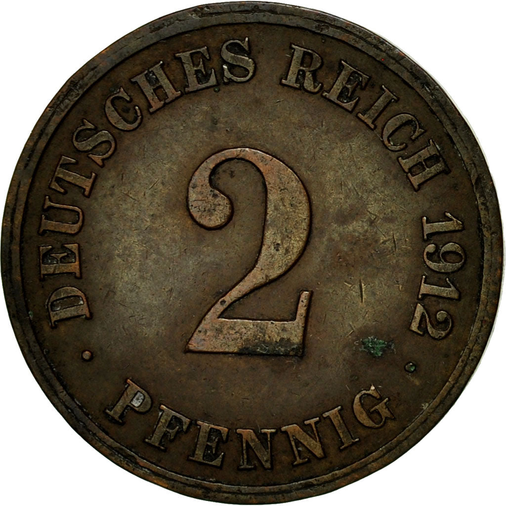 Coin, GERMANY - EMPIRE, Wilhelm II, 2 Pfennig, 1912, Hambourg, EF(40-45)