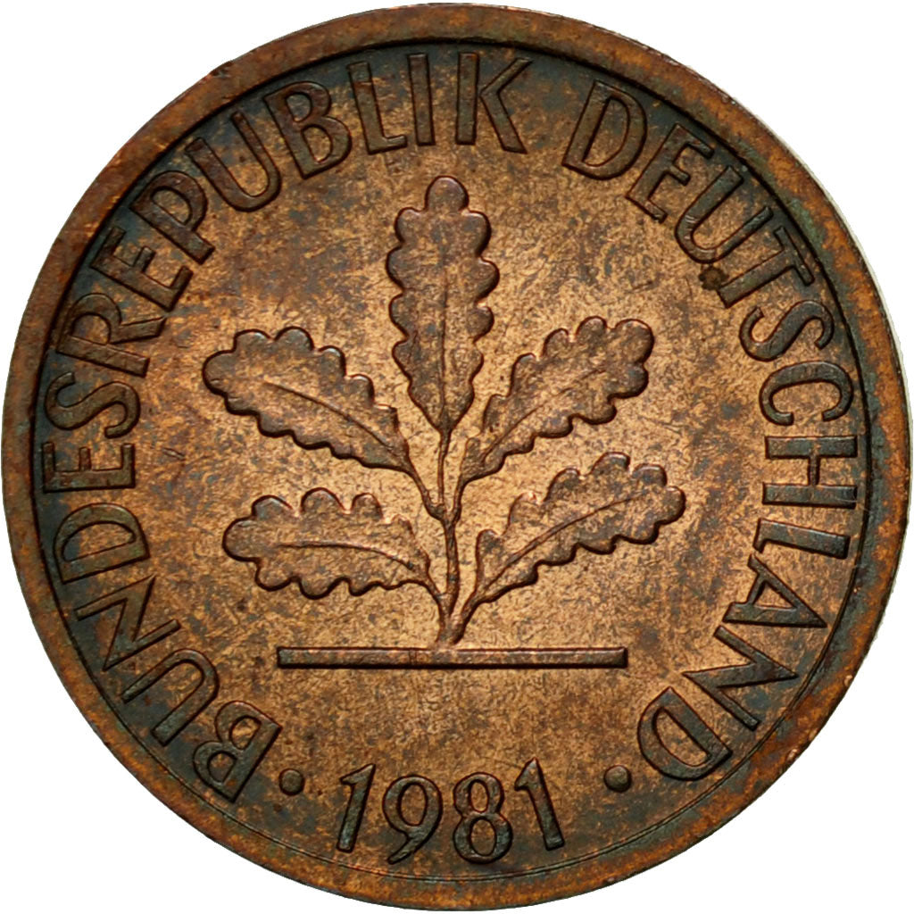 Monnaie, République fédérale allemande, Pfennig, 1981, Stuttgart, TTB, Copper