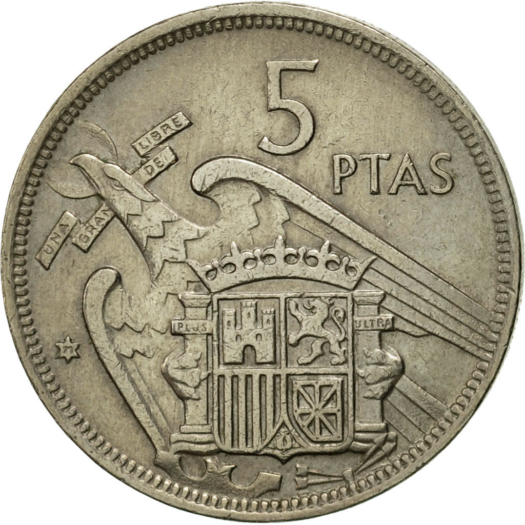 Moneta, Hiszpania, Caudillo and regent, 5 Pesetas, 1971, EF(40-45)