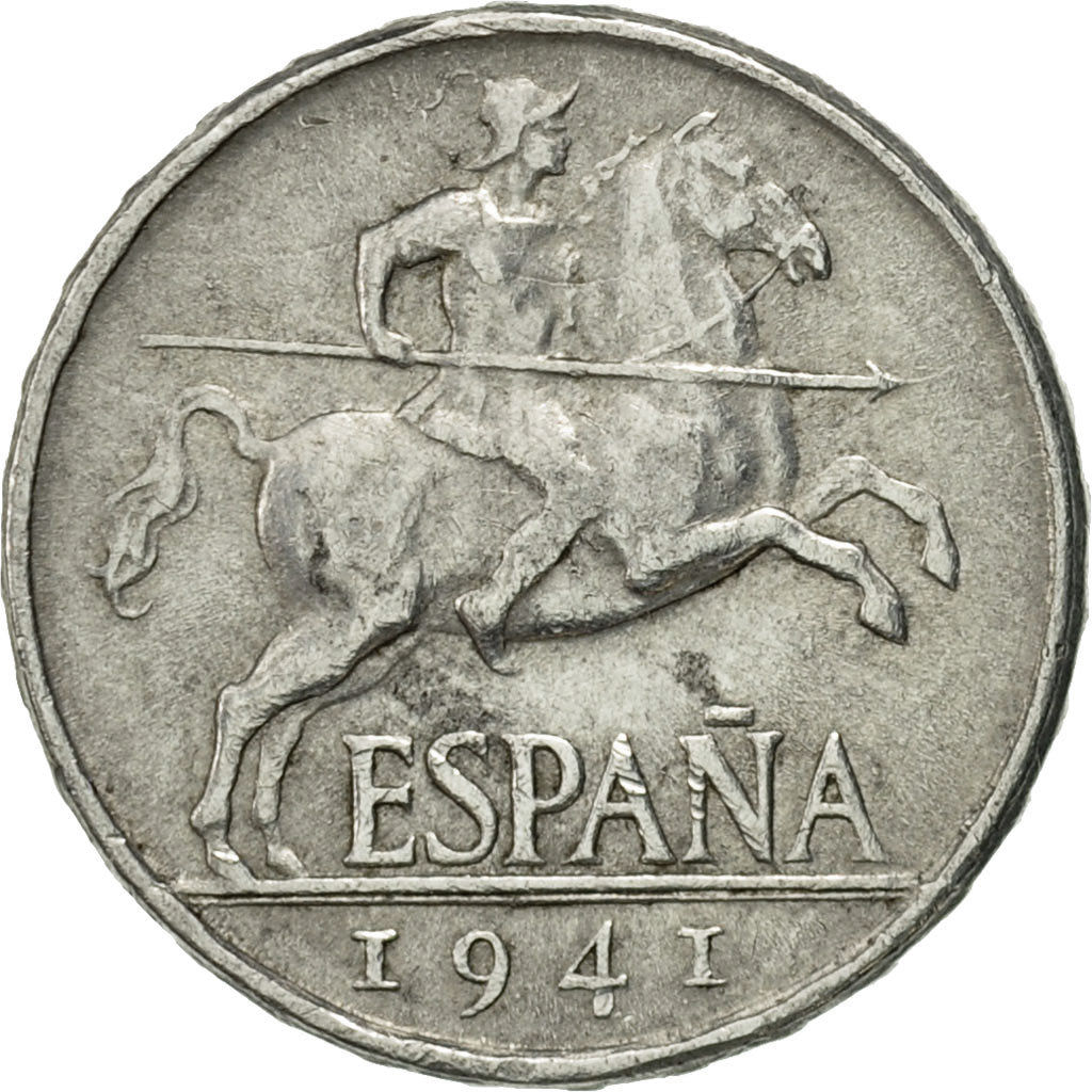 Coin, Spain, 5 Centimos, 1941, EF(40-45), Aluminum, KM:765