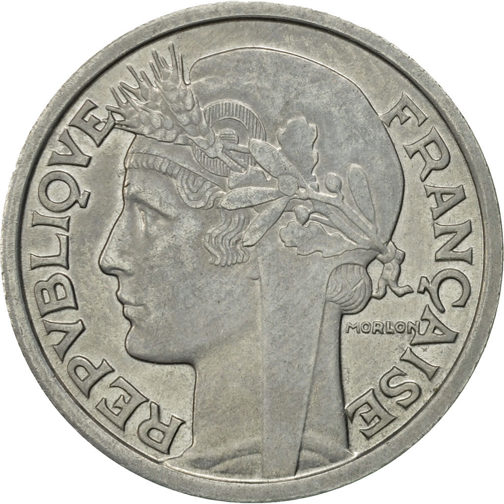 Moneda, Francia, Morlon, 2 Francs, 1947, MBC, Aluminio, KM:886a.1, Gadoury:538b
