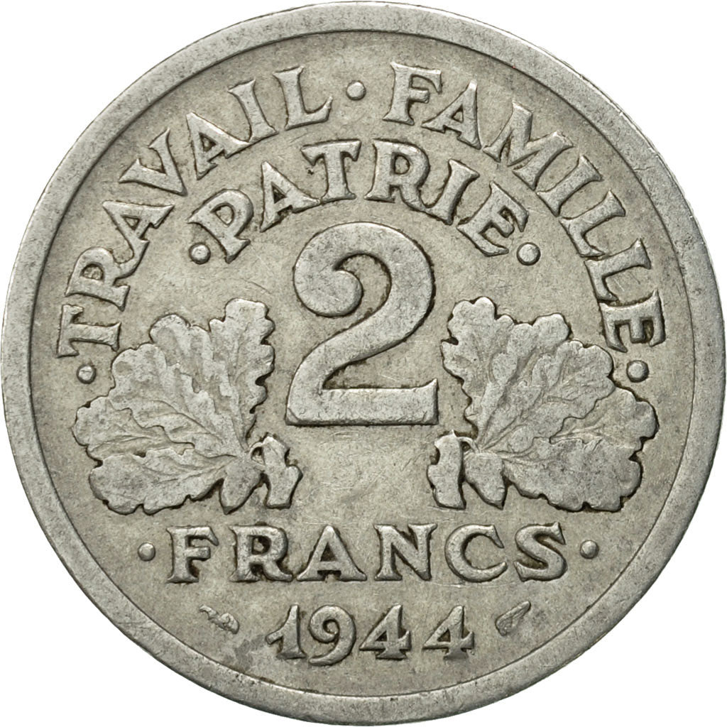 Coin, France, Bazor, 2 Francs, 1944, Castelsarrasin, EF(40-45), Aluminum