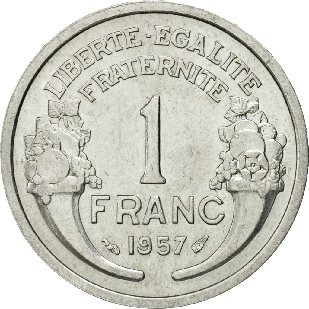 Coin, France, Morlon, Franc, 1957, AU(55-58), Aluminum, KM:885a.1, Gadoury:473b