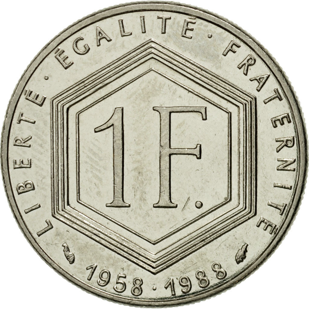 Moneta, Francja, Charles de Gaulle, Franc, 1988, Paris, AU(55-58), Nikiel