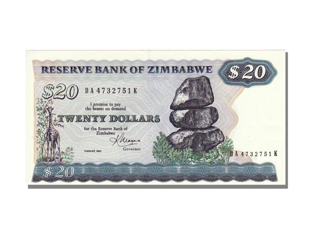 Zimbabwe, 20 Dollars, 1983, KM #4c, UNC(65-70), DA 4732751K