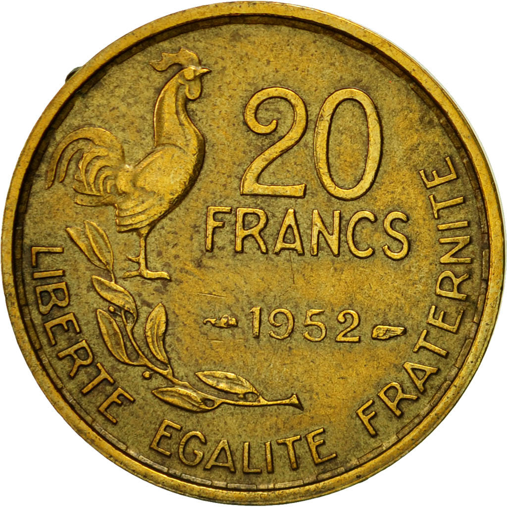 Münze, Frankreich, Guiraud, 20 Francs, 1952, Paris, SS, Aluminum-Bronze